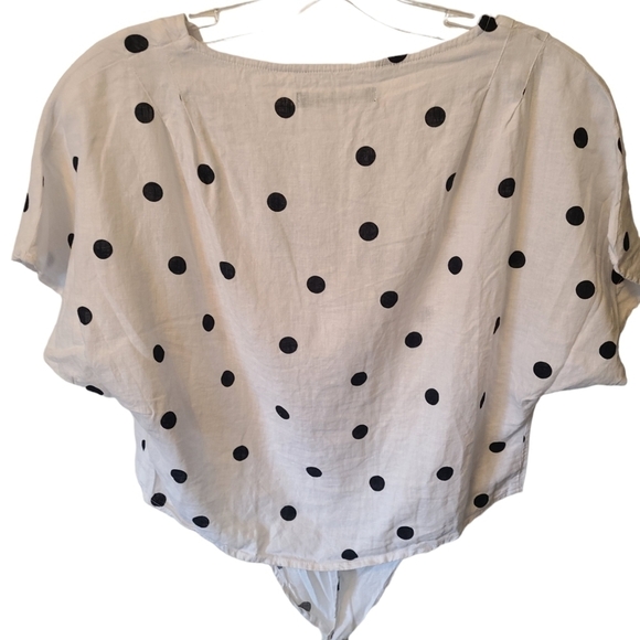 ABERCROMBIE AND FITCH Linen Blend Cropped Polka Dot Top Size XS - Picture 2 of 10